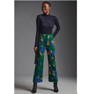 Anthropologie Maeve Colette Cropped Velvet Wide-Leg Pants